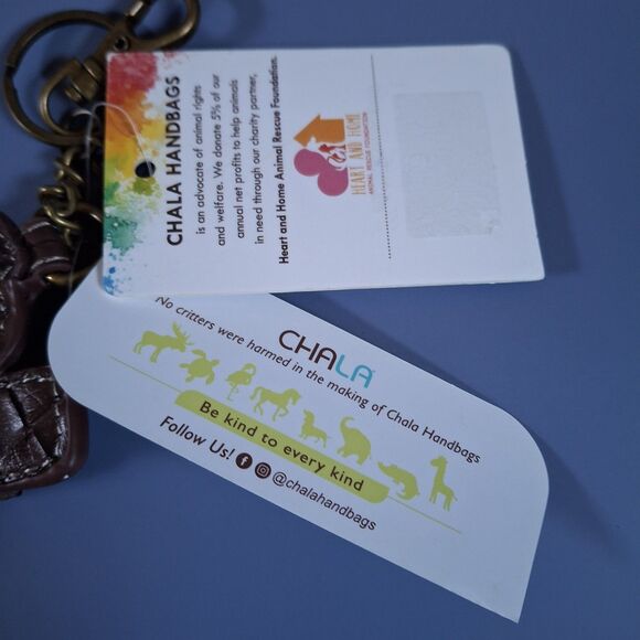 Chala Hockey Key Fob Key chain Tag Blue Red Brown stitched Zip NWT - Picture 4 of 4